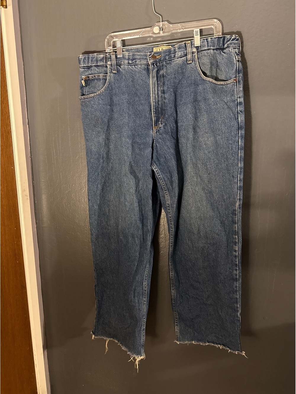 L.L. Bean Men's Blue Denim Jeans with Raw Hem, 28 in Inseam